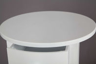 अपार्टमेंट सफेद लकड़ी गोल कॉफी टेबल चमकदार सफेद दराज के साथ समाप्त