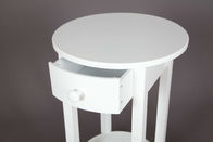 अपार्टमेंट सफेद लकड़ी गोल कॉफी टेबल चमकदार सफेद दराज के साथ समाप्त