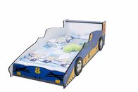ब्लू टिकाऊ लकड़ी के कार कार बच्चा बिस्तर रंगीन चरित्र ग्राफिक्स के साथ